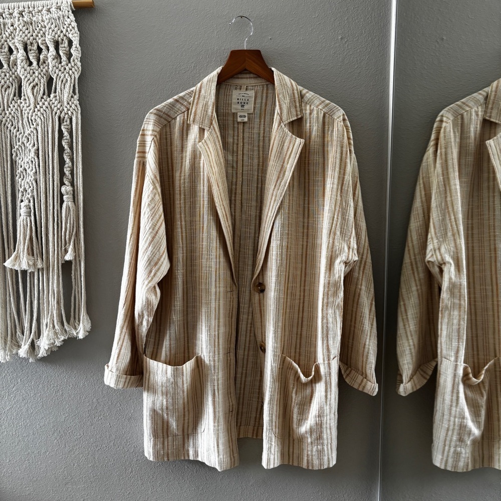Billabong Beige Striped Women's Blazer